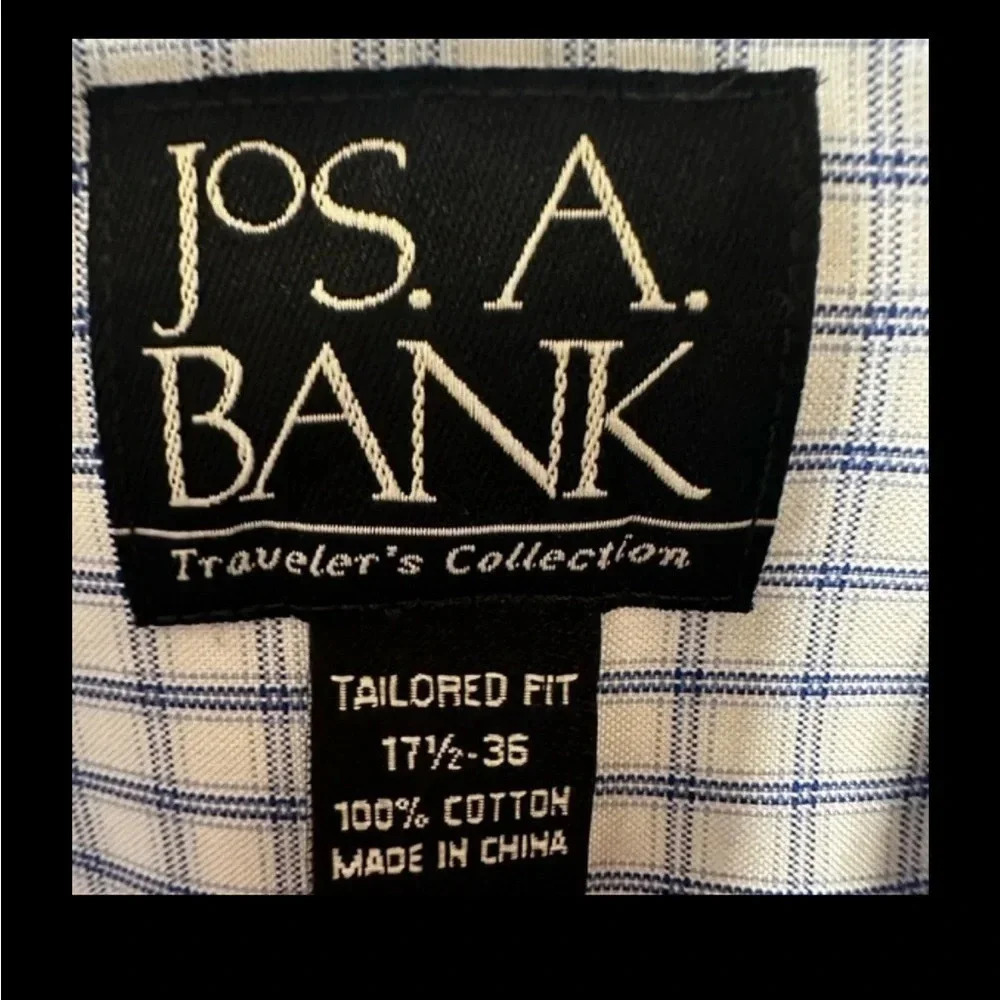 Jos A Banks Signature Collection blue checkered men’s dress shirt. - Picture 7 of 7
